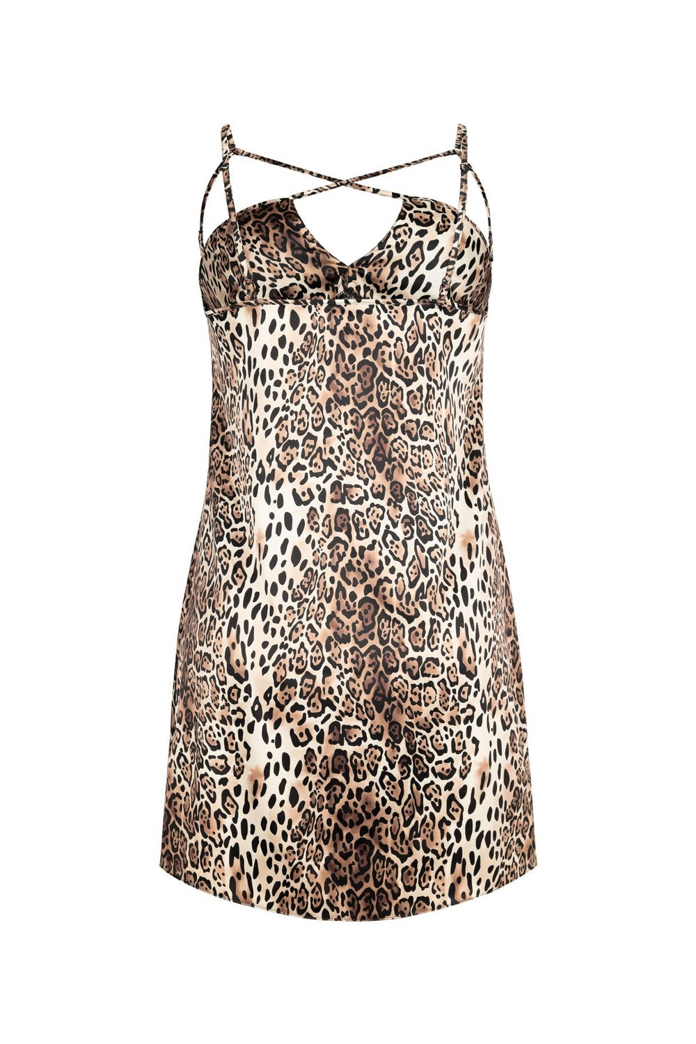 Сатинова сорочка з принтом 8186-6027 brown