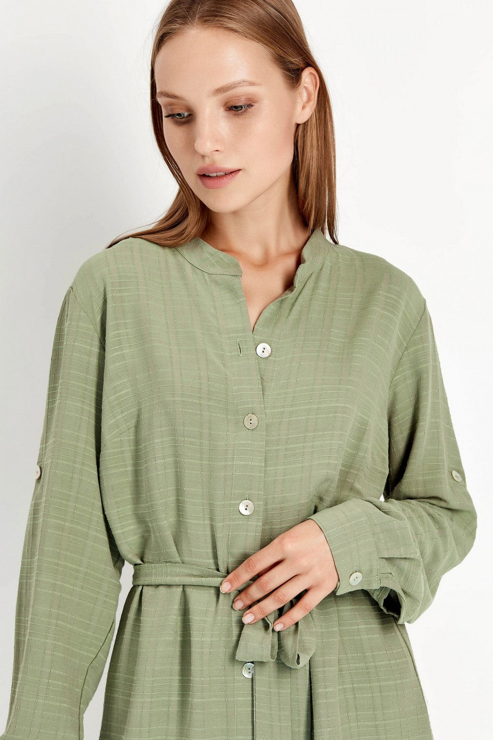 Пляжная туника на пуговицах 921-750 khaki