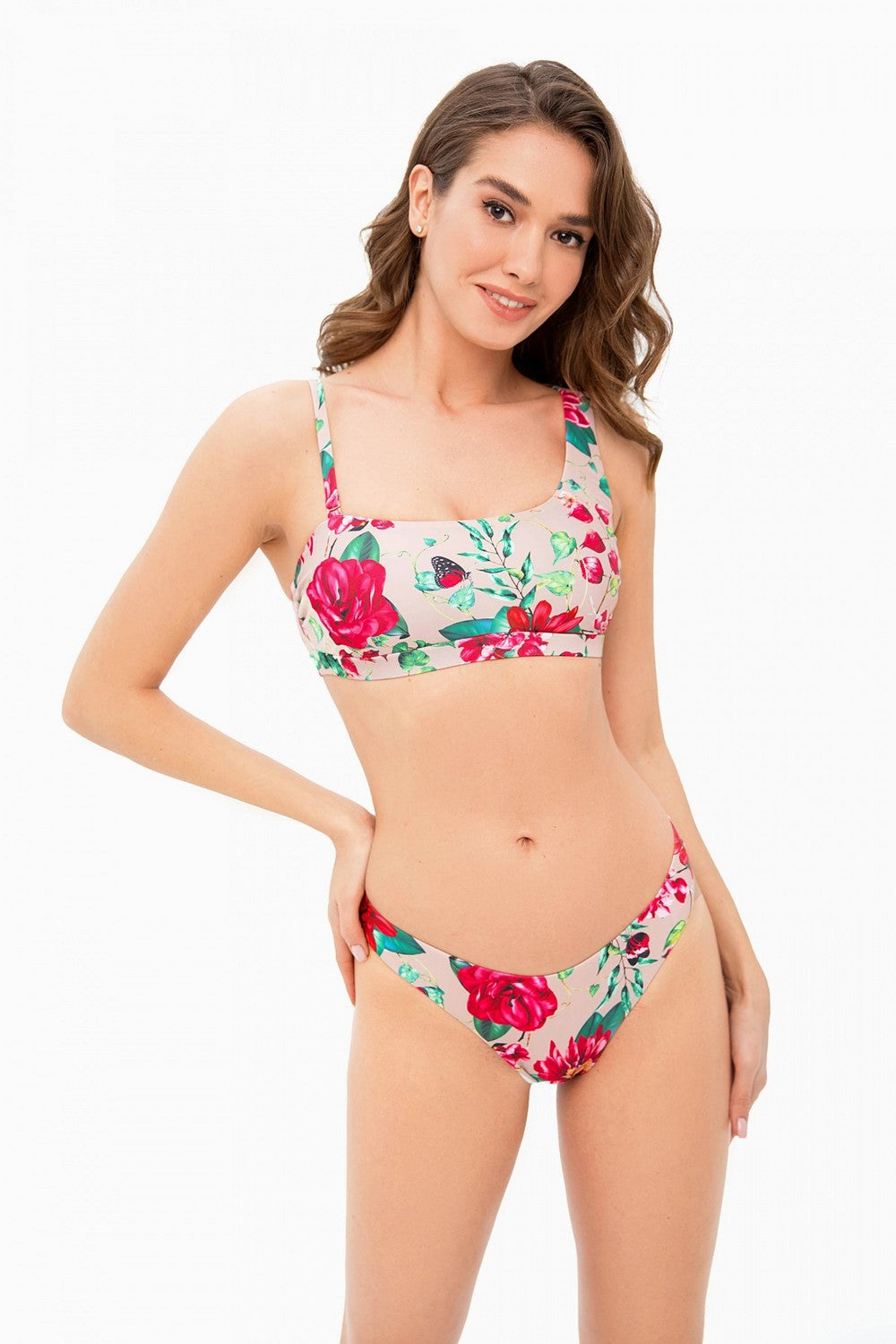 Раздельный купальник с принтом 929-048/929-220 beige