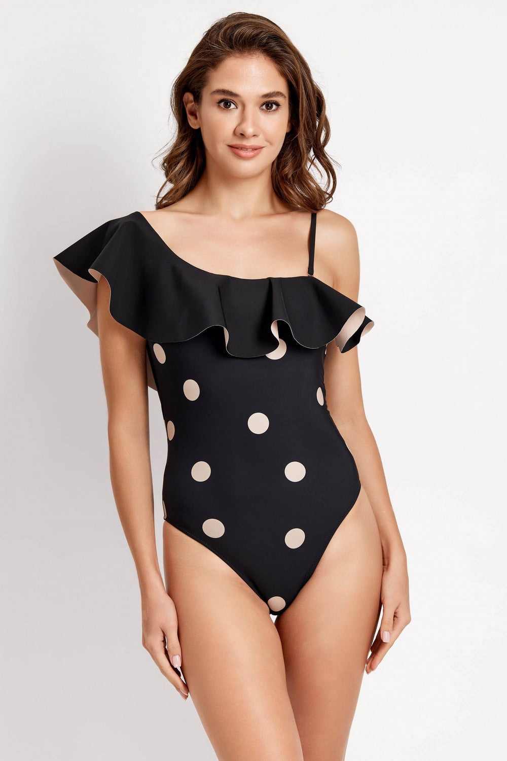 Сдельный купальник с воланом 941-148-1 black