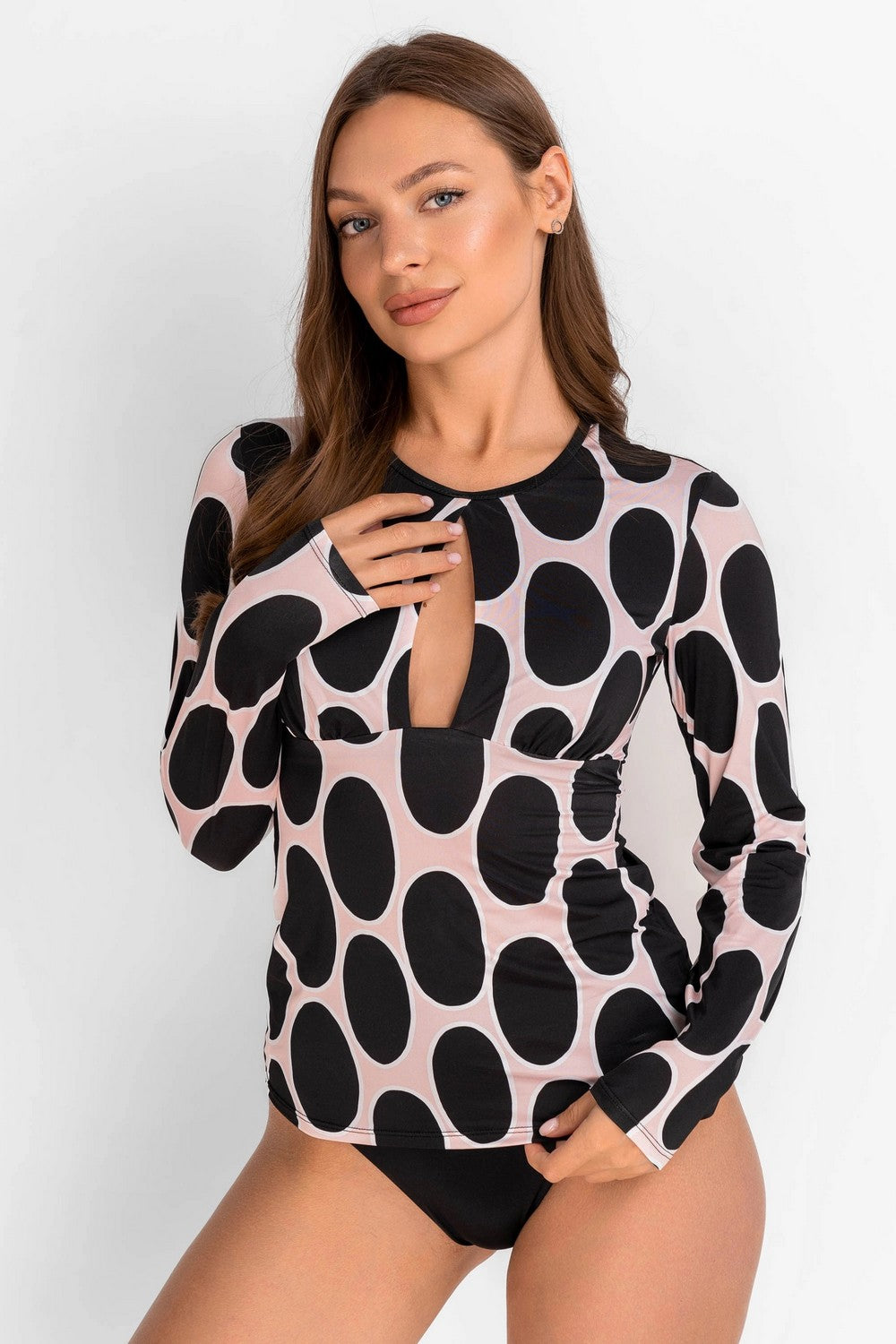 Раздельный купальник в горошек 942-649/942-225 black/rose