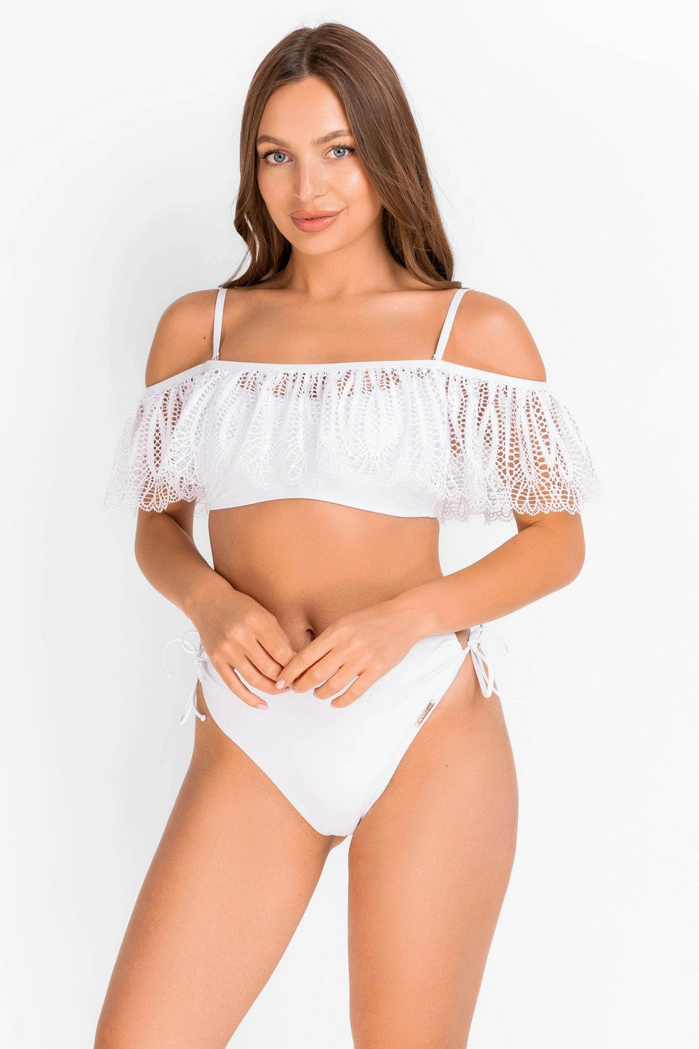 Раздельный купальник с оборкой 943-046/943-225-1 white