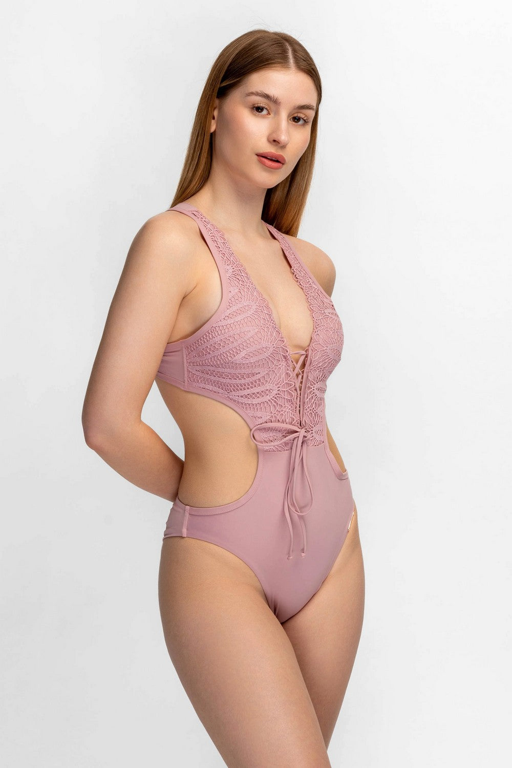 Купальник монокини с кружевом 943-142 marshmallow