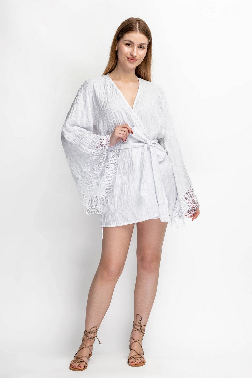 Пляжная туника с расклешенными рукавами 943-710 white