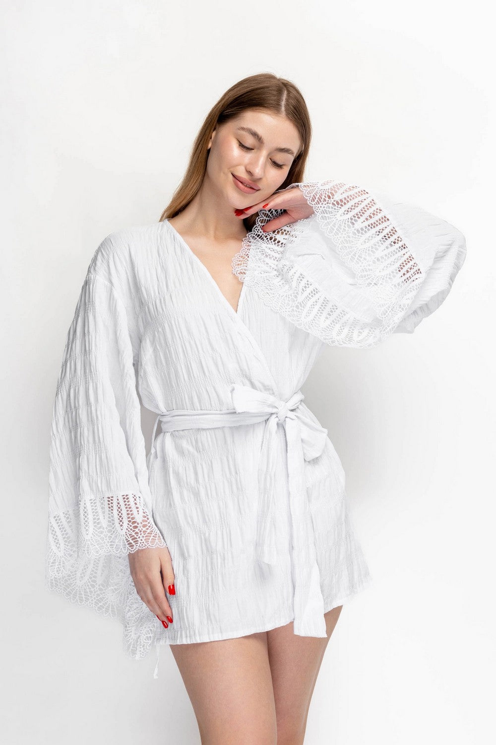 Пляжная туника с расклешенными рукавами 943-710 white