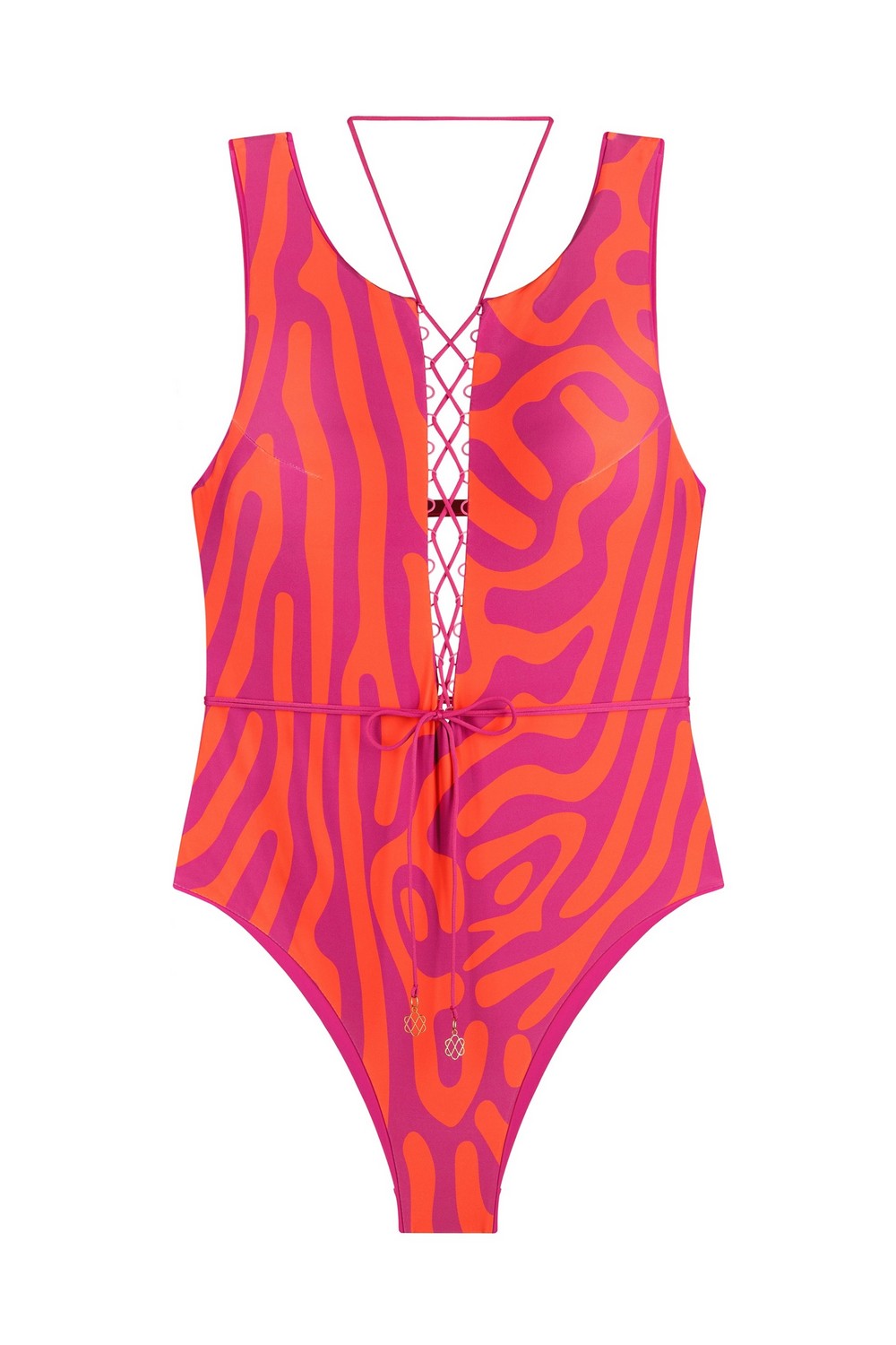 Сдельный купальник со шнуровкой 950-149 fuchsia