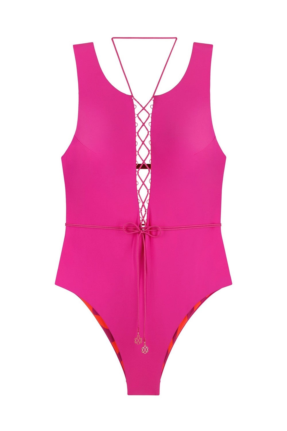 Сдельный купальник со шнуровкой 950-149 fuchsia