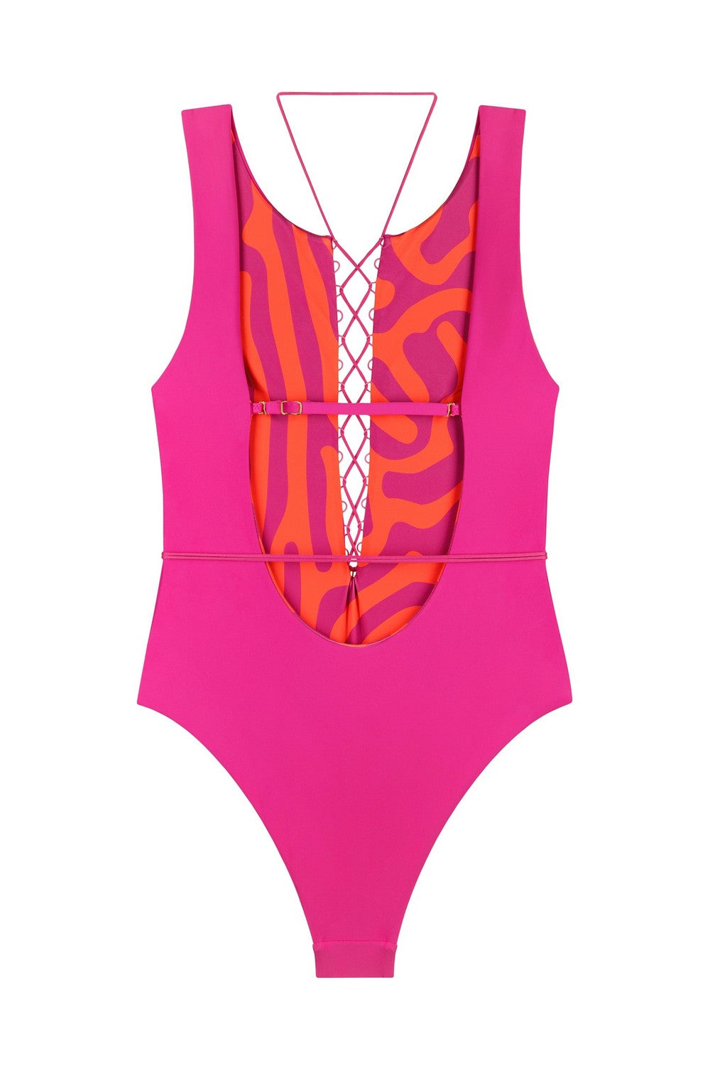 Сдельный купальник со шнуровкой 950-149 fuchsia