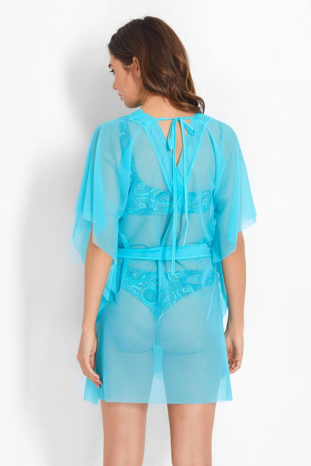 Пляжная туника из шифона 980-701 turquoise