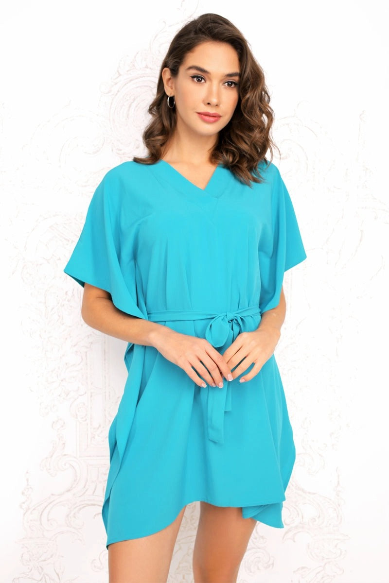 Шифоновая туника с поясом 980-702 turquoise