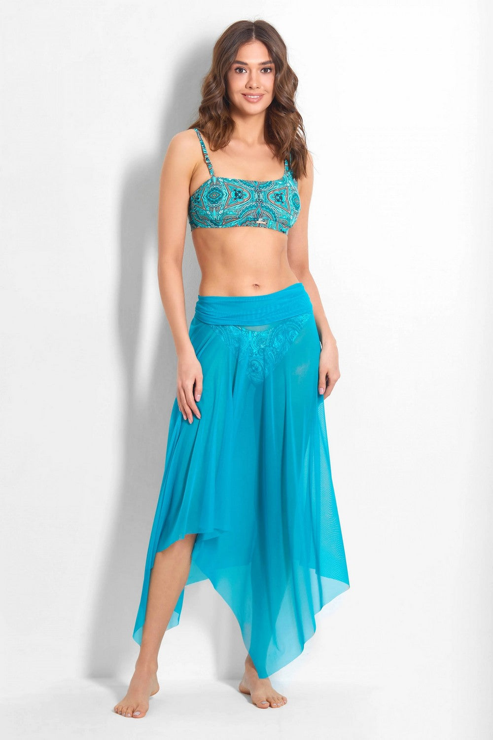 Пляжная туника из микросетки 980-740C turquoise