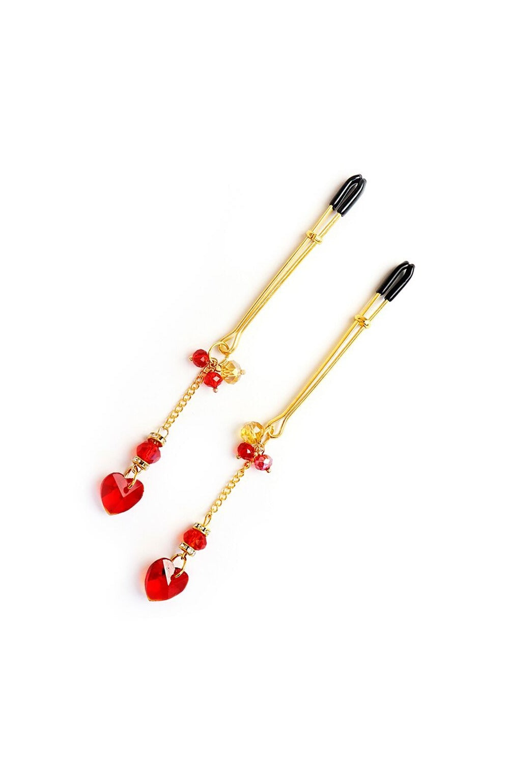 Затискачі для грудей із серцями Crystal Heart Red