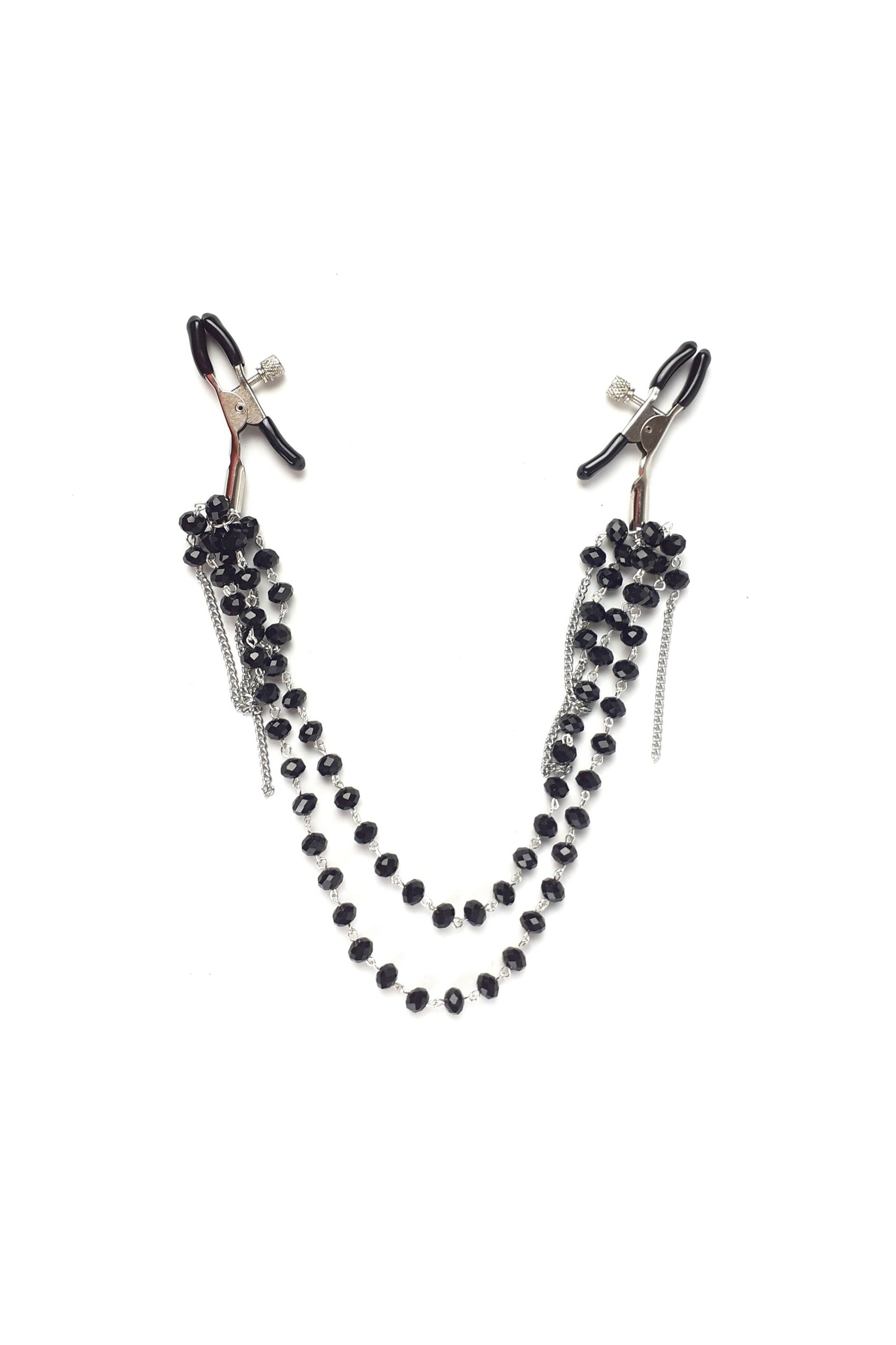 Затискачі для грудей з намистинками Nipple clamps Sexy Jewelry black