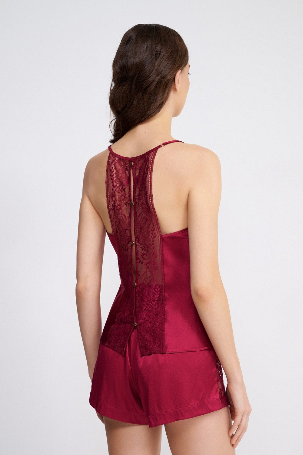 Шовкова піжамна майка 2S38 Midnight Whisper crimson red