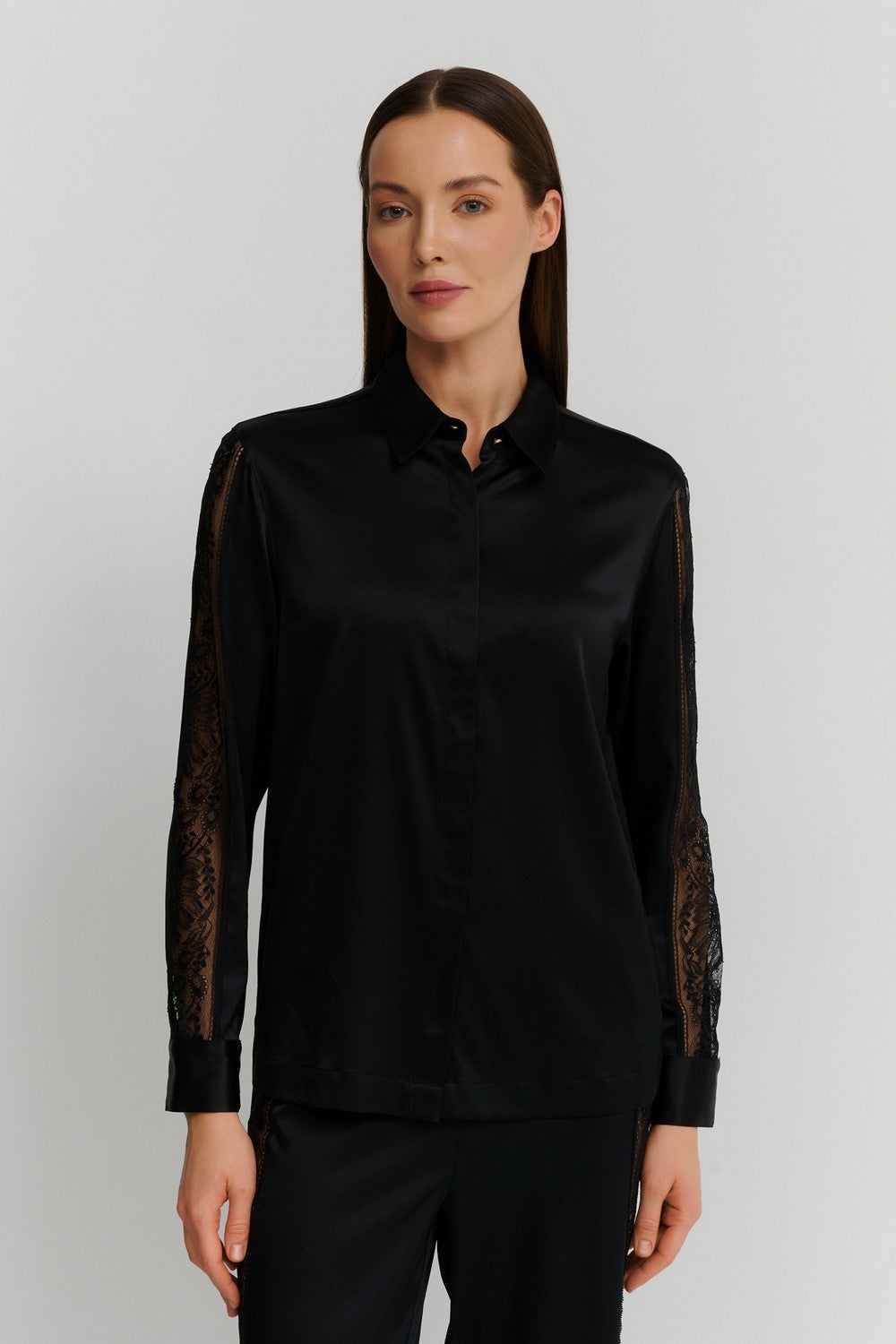 Пижамная блуза из шелка 2S40 Midnight Whisper black