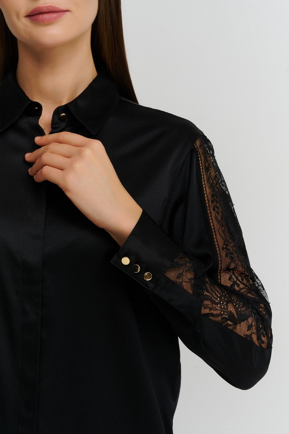 Пижамная блуза из шелка 2S44 Midnight Whisper black