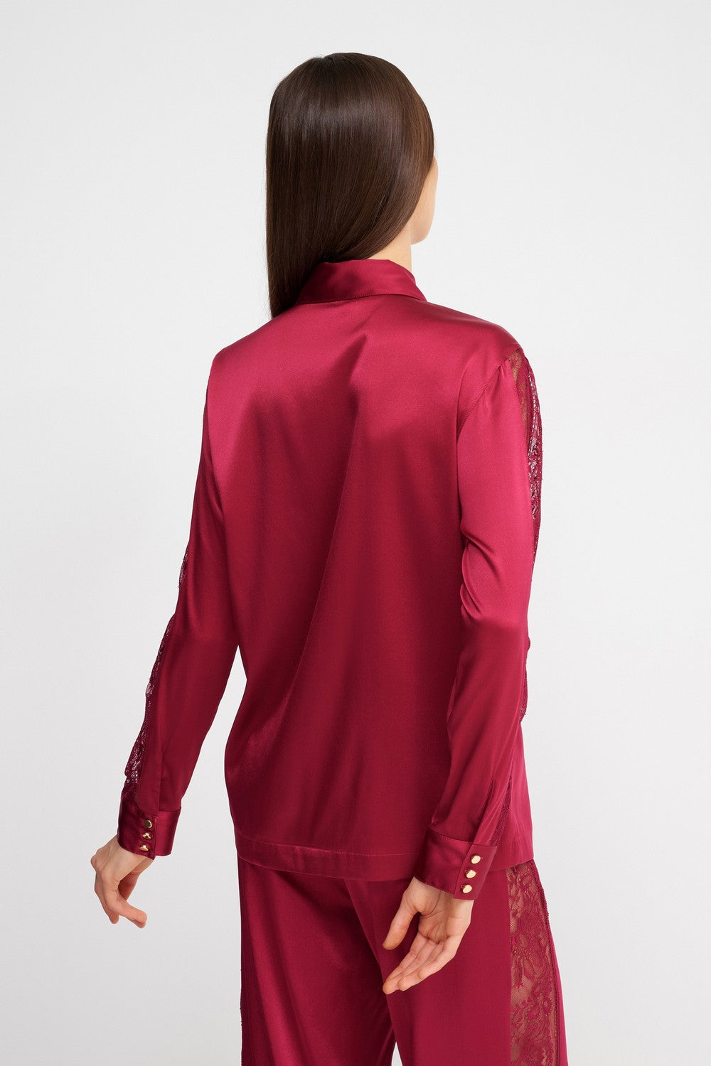 Піжамна блуза з шовку 2S44 Midnight Whisper crimson red