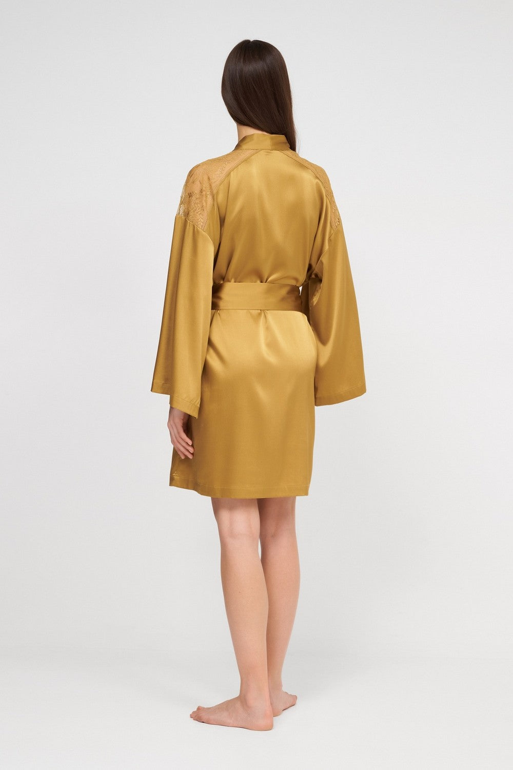 Шелковый халат с кружевом 2S65 Midnight Whisper sublime bronze