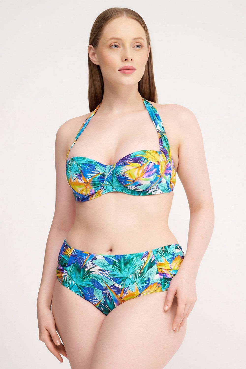 Купальный бюстгальтер с принтом HR14 Fleur Tropicale bleu eden