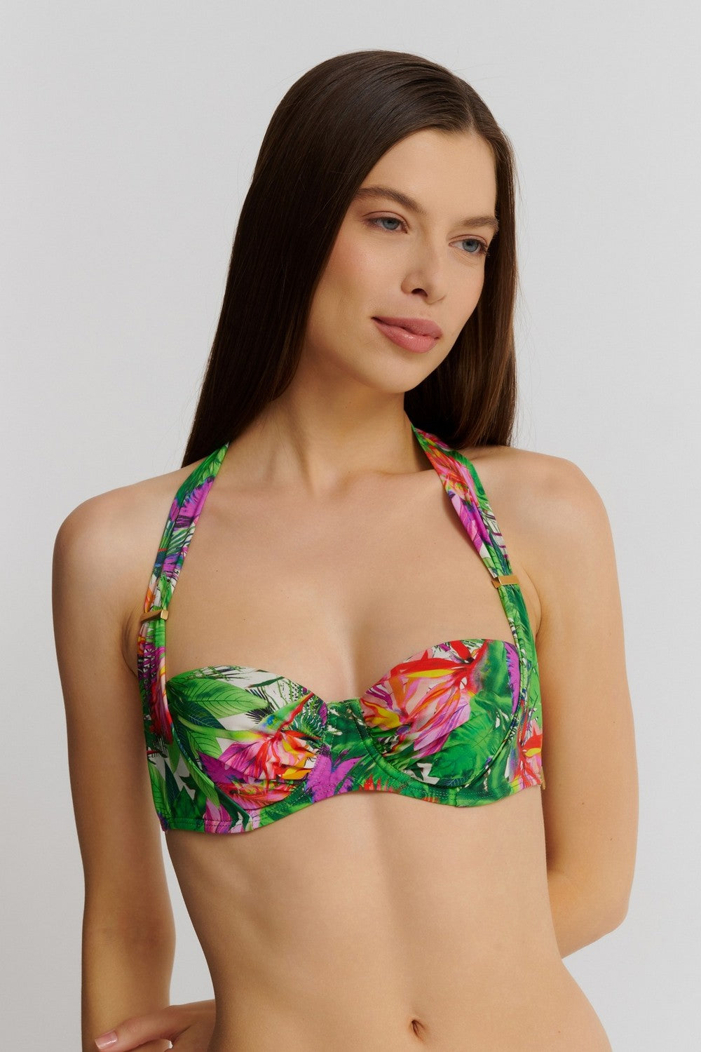 Купальный бюстгальтер с принтом HR14 Fleur Tropicale paon