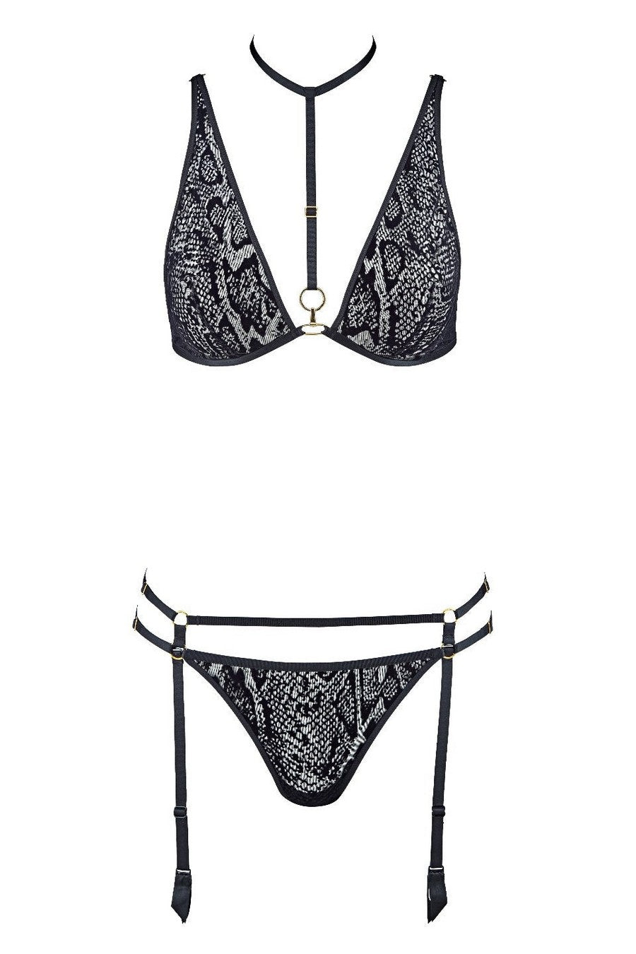 Комплект білизни з чокером P0801-3 Boite a Desir black Aubade