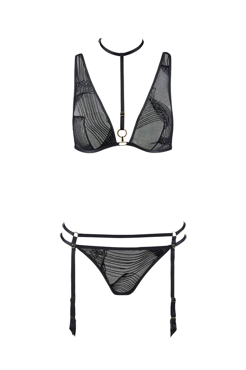 Комплект білизни із чокером P0801 Boite a Desir black Aubade