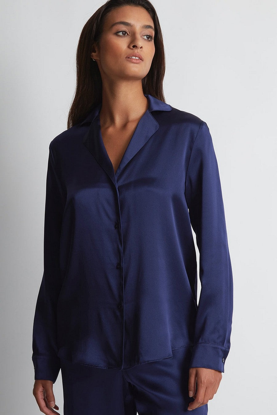 Шелковая блуза на пуговицах QS44 Toi Mon Amour marine