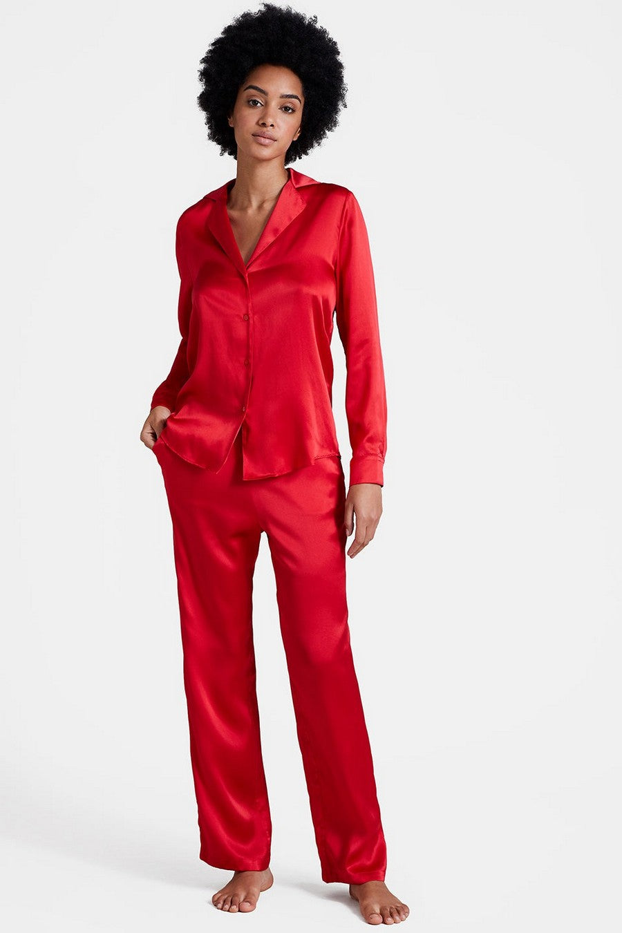 Шелковая блуза на пуговицах QS44 Toi Mon Amour rouge passion