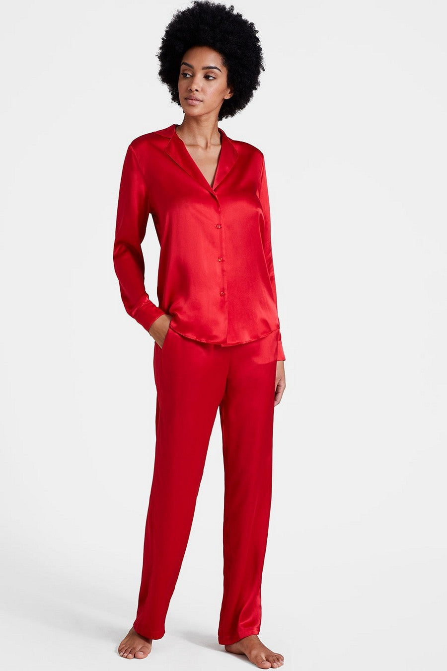 Шелковая блуза на пуговицах QS44 Toi Mon Amour rouge passion