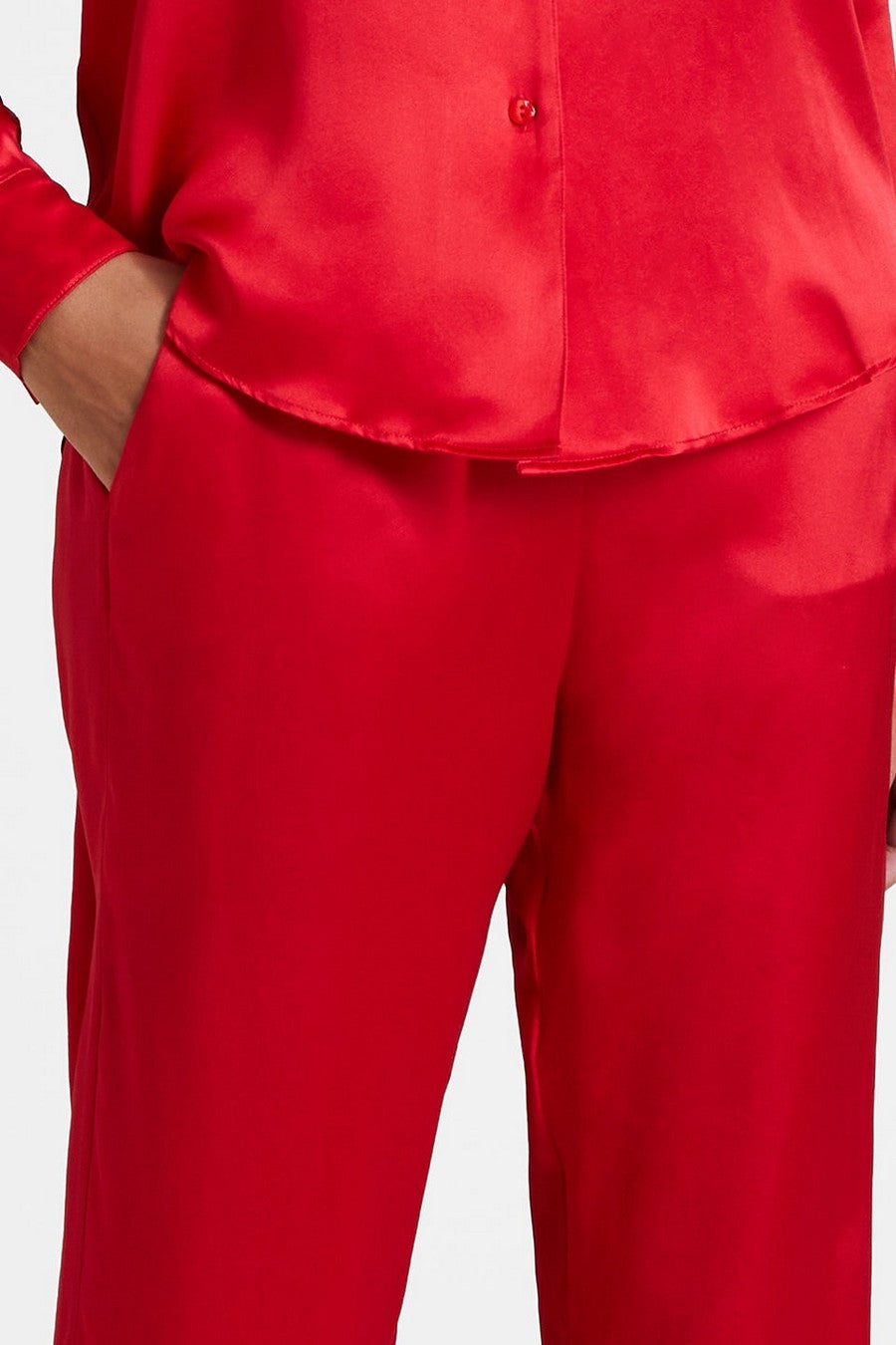 Шелковые пижамные брюки QS60 Toi Mon Amour rouge passion