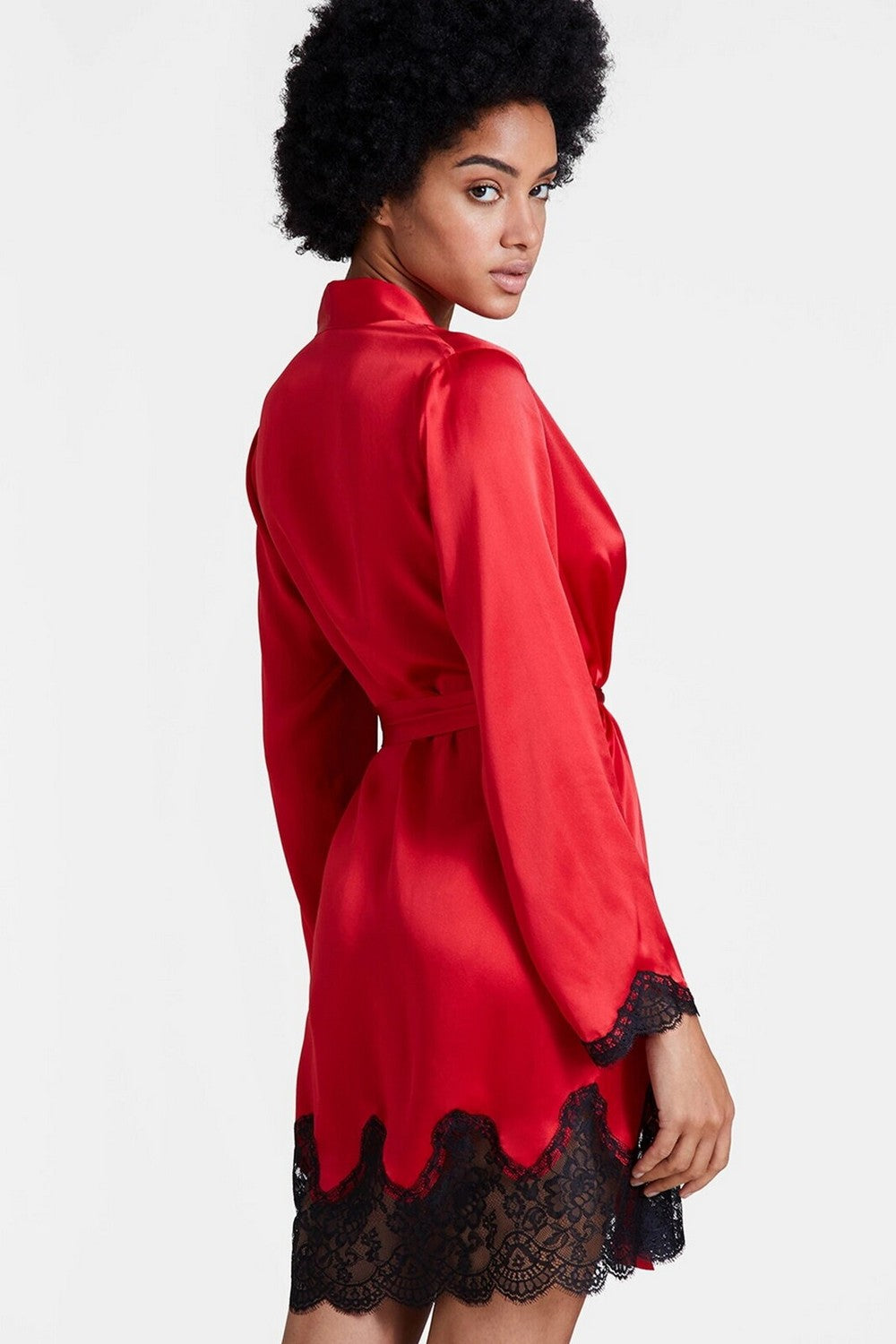 Шовковий халат із мереживом QS65 Toi Mon Amour rouge passion