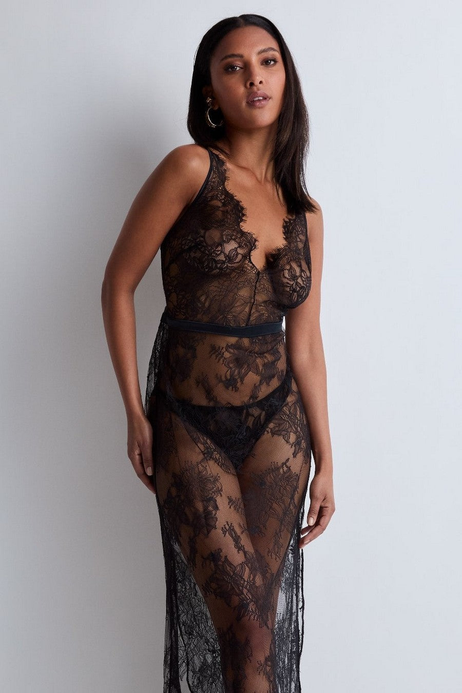 Довга сорочка з мережива RZ45 Histoire D'Un Soir black