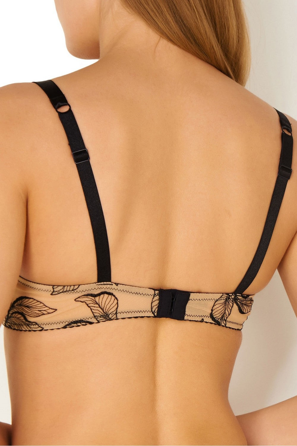 Бюстгальтер балконет з вишивкою TB14 Fleur de tattoo encre noire