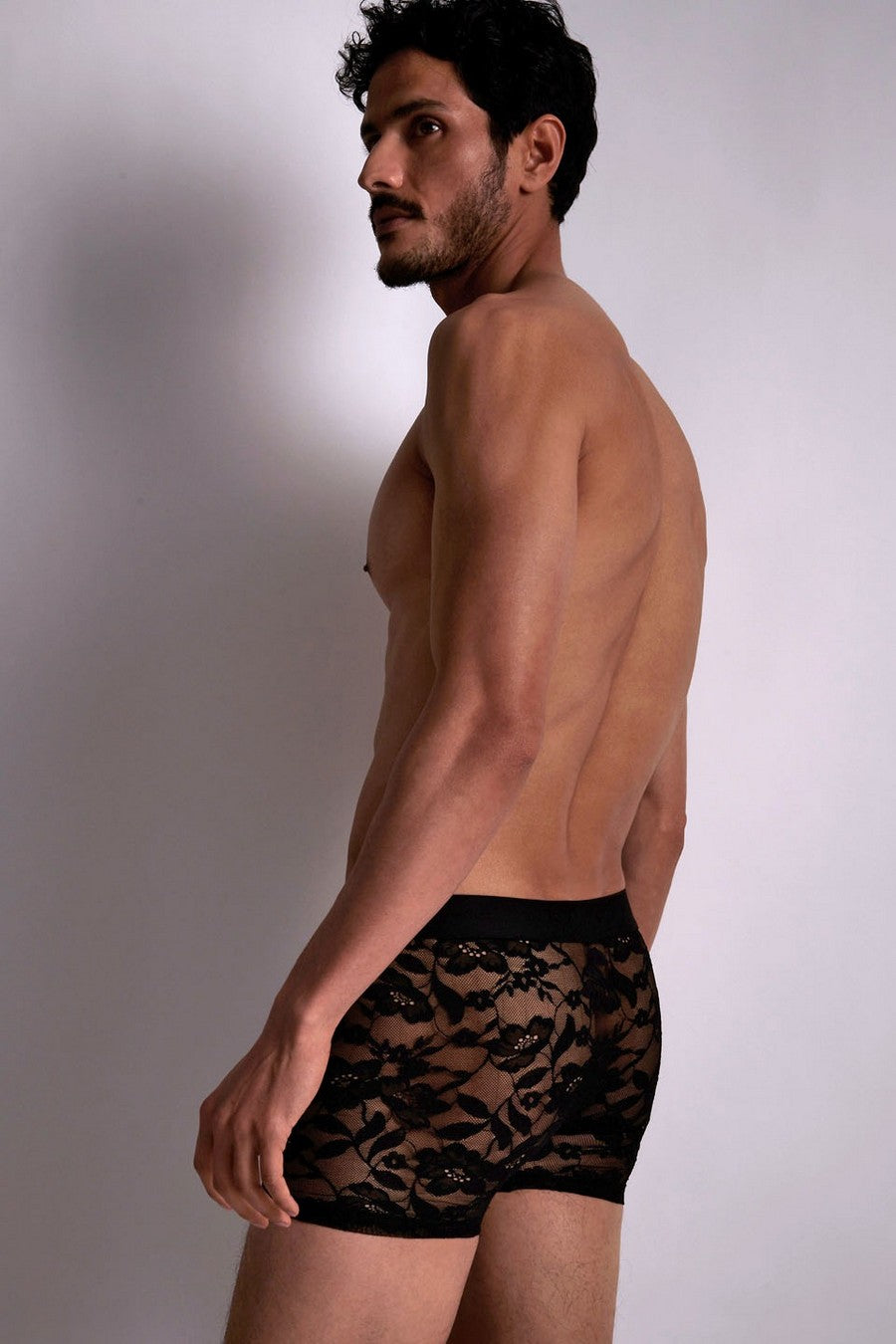 Чоловічі труси шорти з мережива XB78S Men black lace