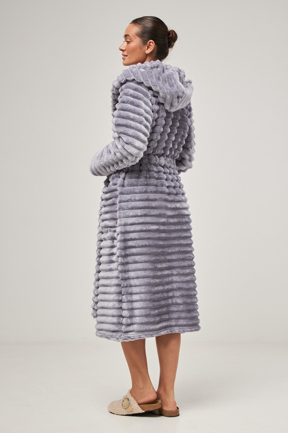 Халат из велсофта с капюшоном 0227/1 lavender sharpei