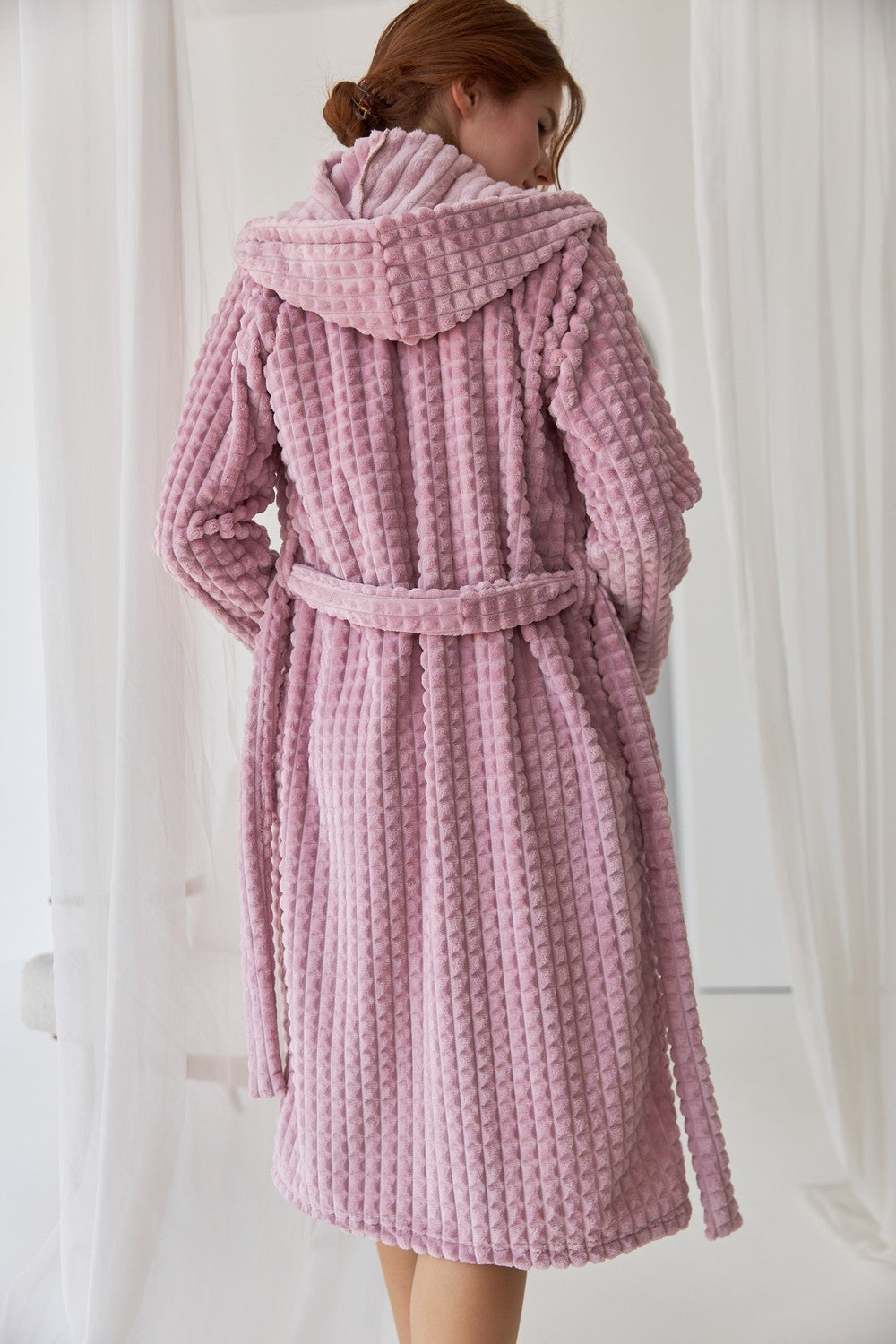 Халат из велсофта с капюшоном 0227/1 rose