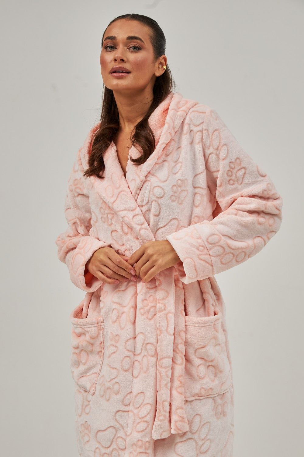 Халат з велсофту з капюшоном 0227 peach feet