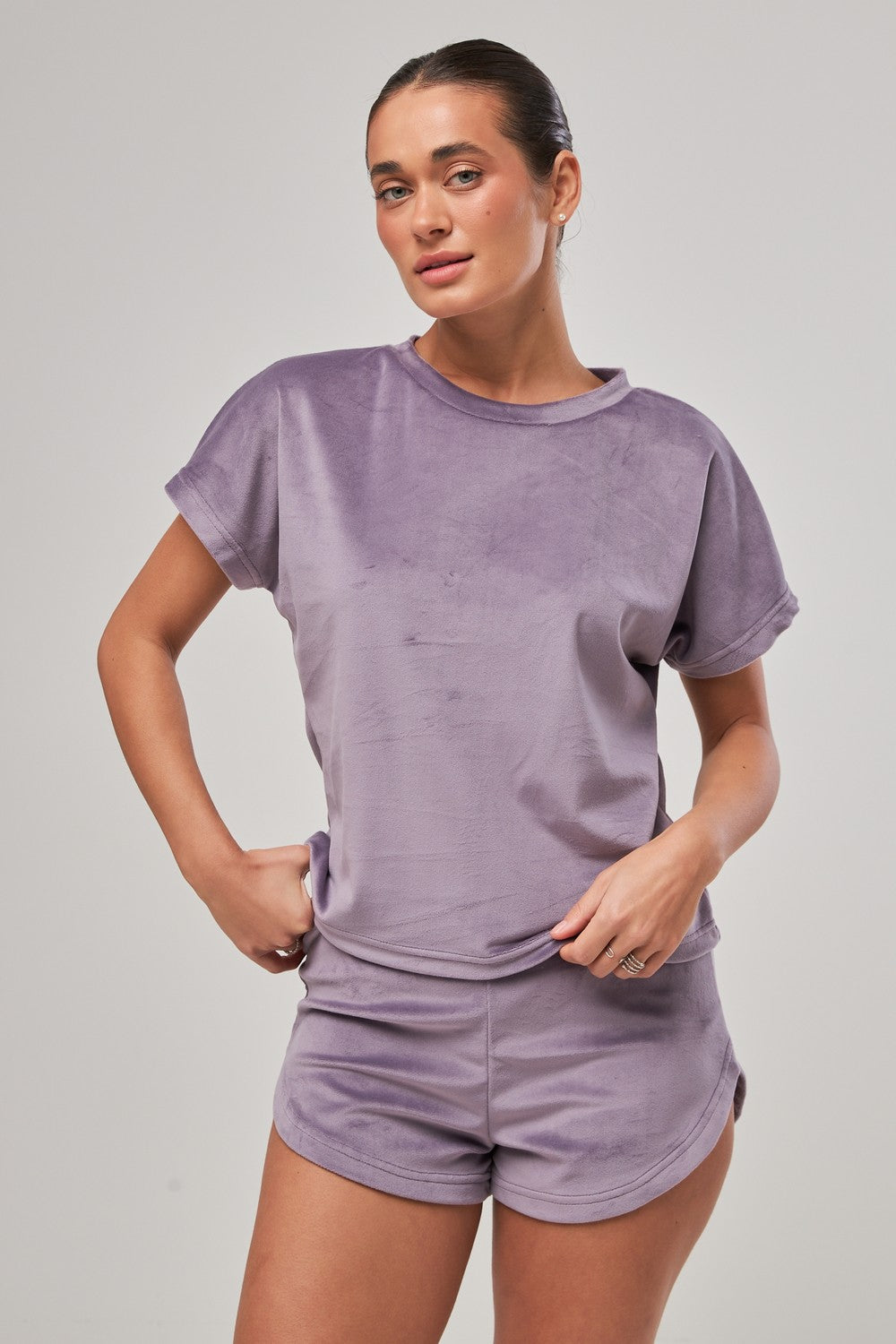Плюшевая пижама с шортами 0277/278 lilac