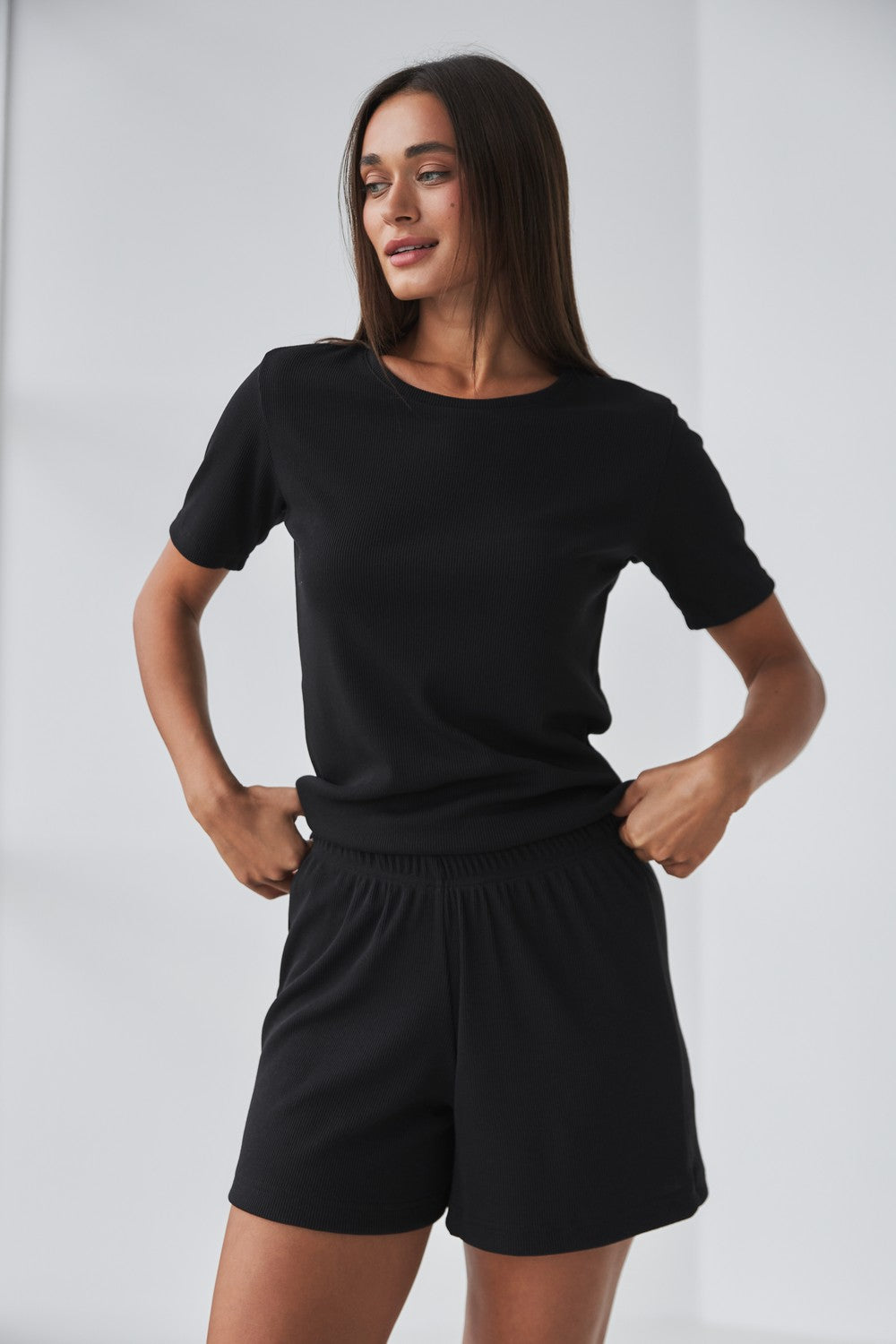 Пижама из вискозы в рубчик 0315/313 black