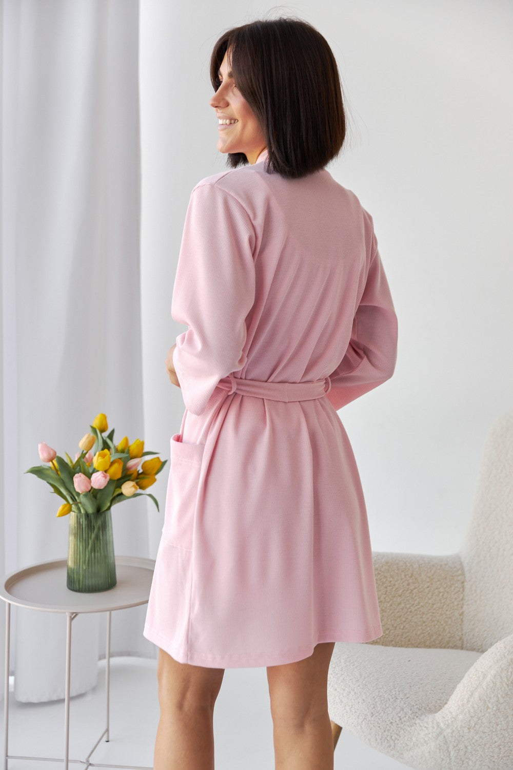 Короткий халат в рубчик 0317 rose