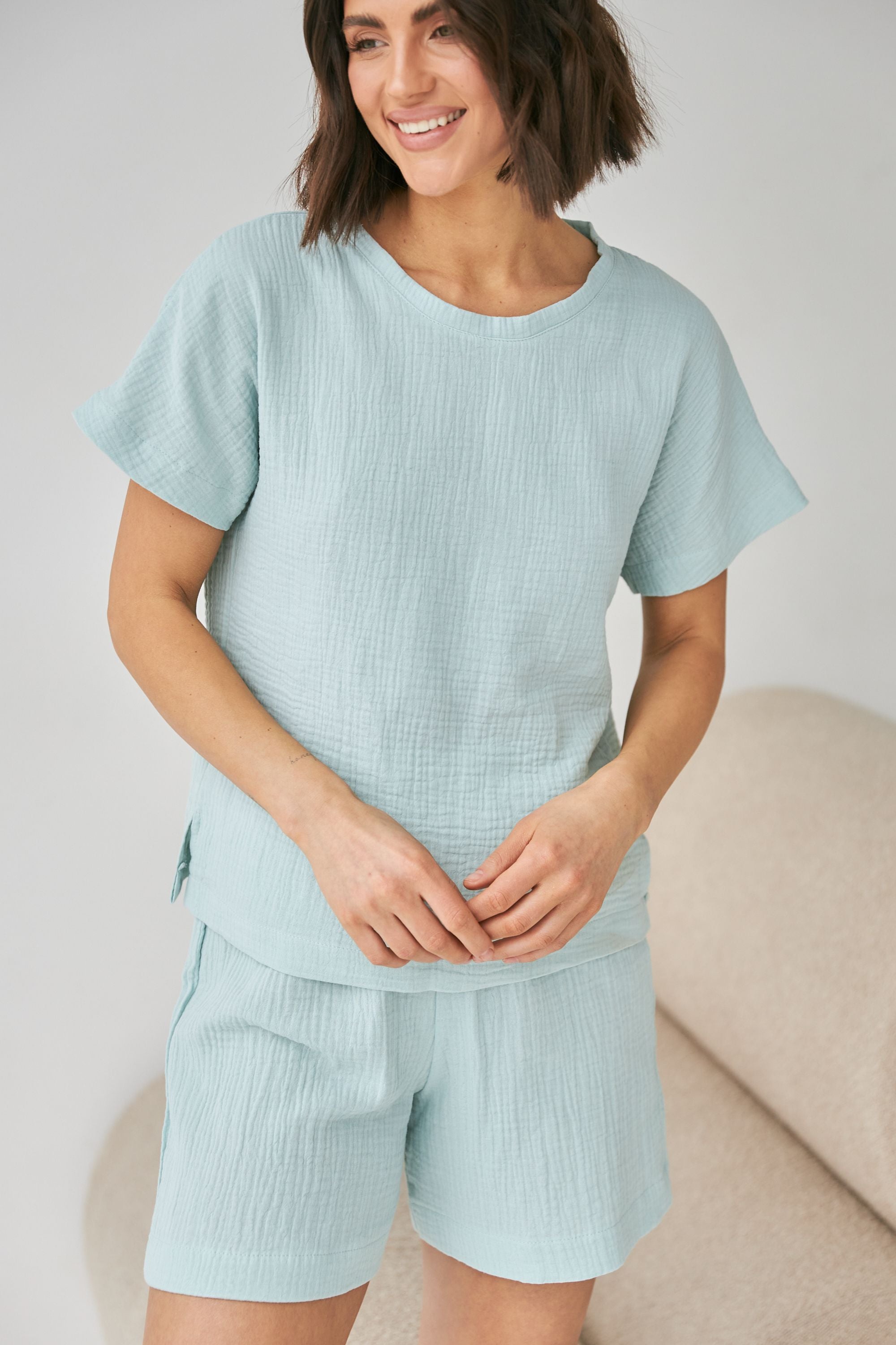 Хлопковая пижама с шортами 0328/329 mint