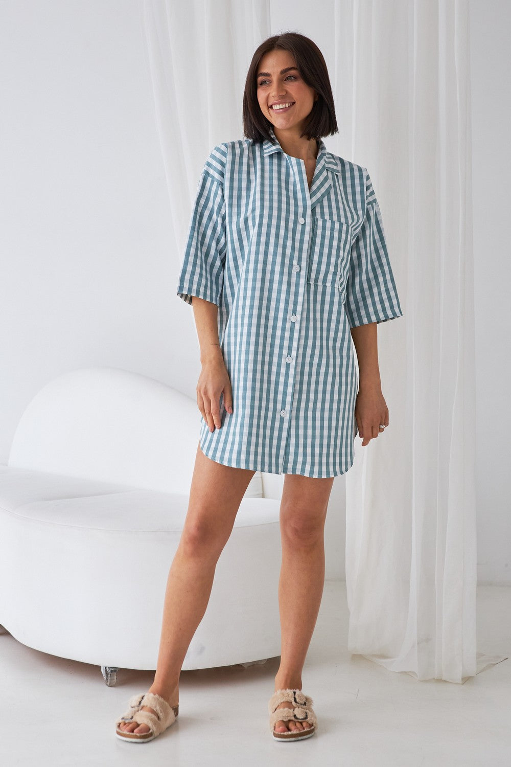 Ночная сорочка на пуговицах 0349 mint cell