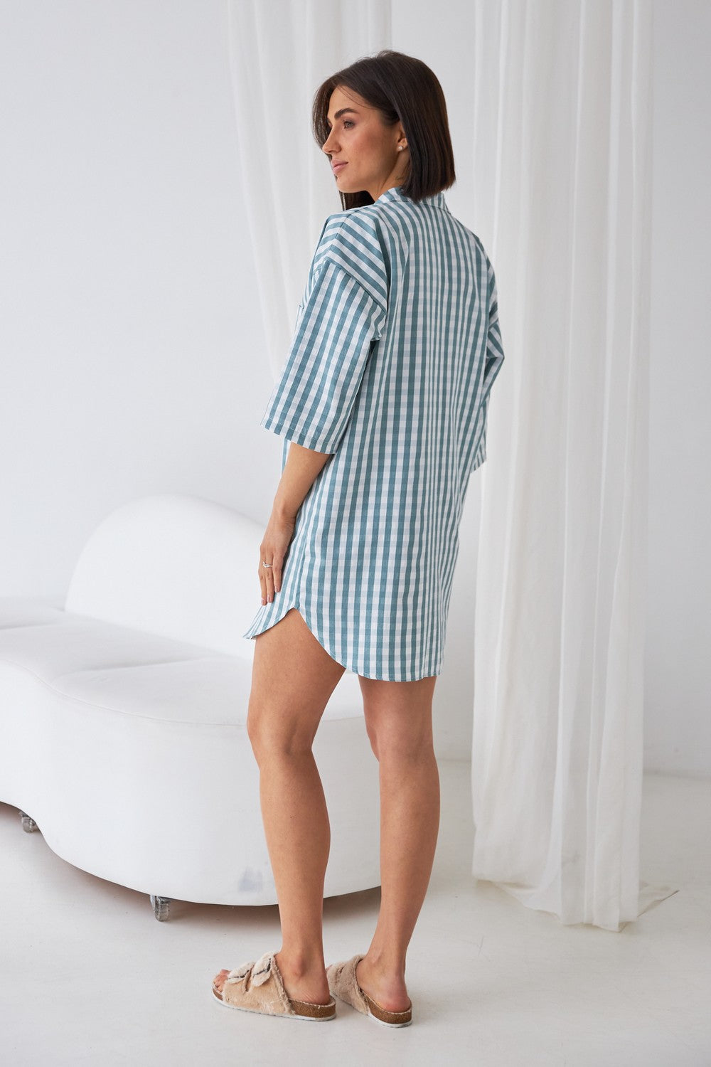 Нічна сорочка на ґудзиках 0349 mint cell