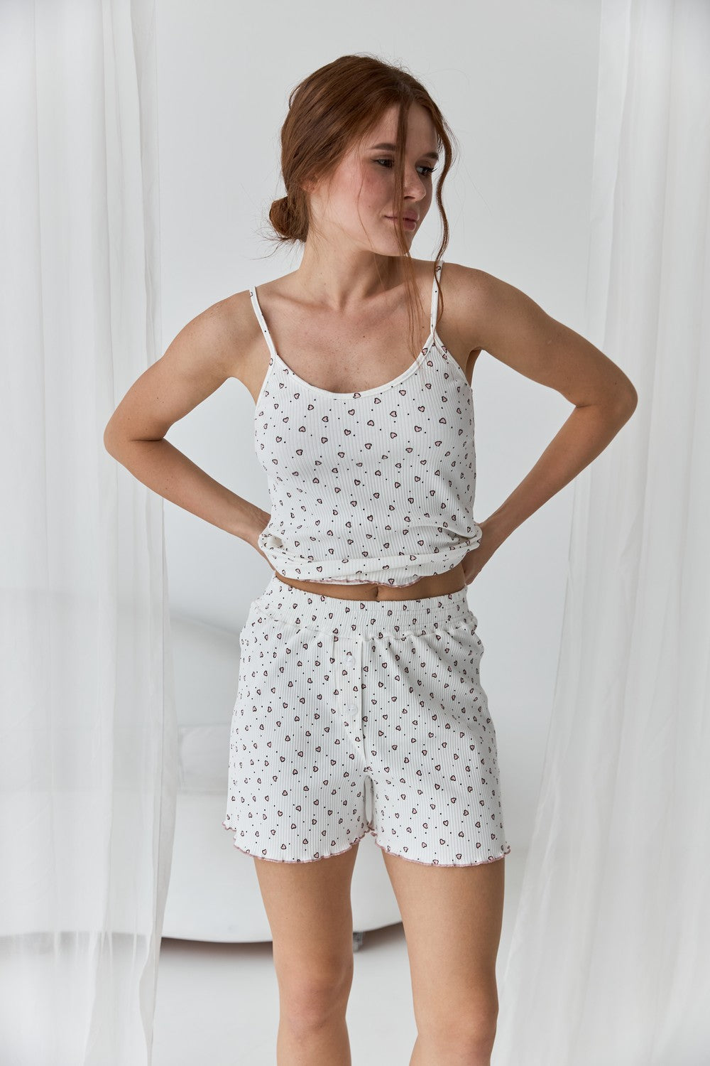 Хлопковая пижама с сердечками 0367/368 hearts on milk