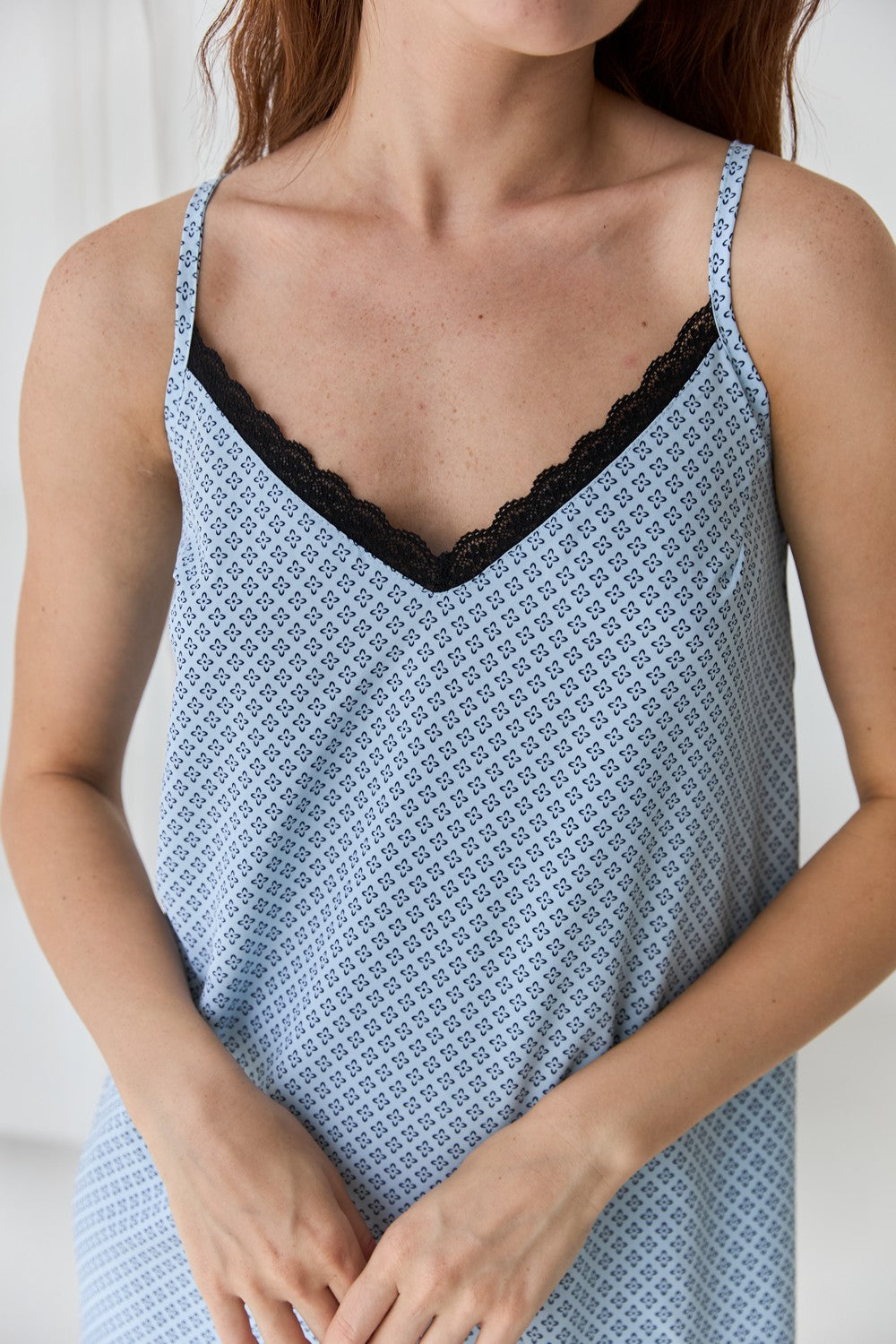 Ночная сорочка с принтом 0372 flowers on blue