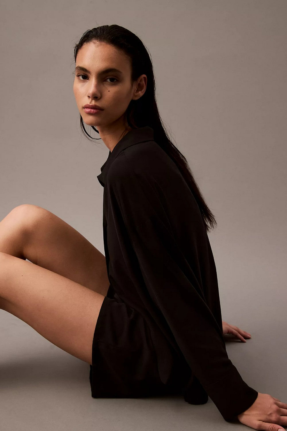 Піжамна блуза з віскози 85561230 black