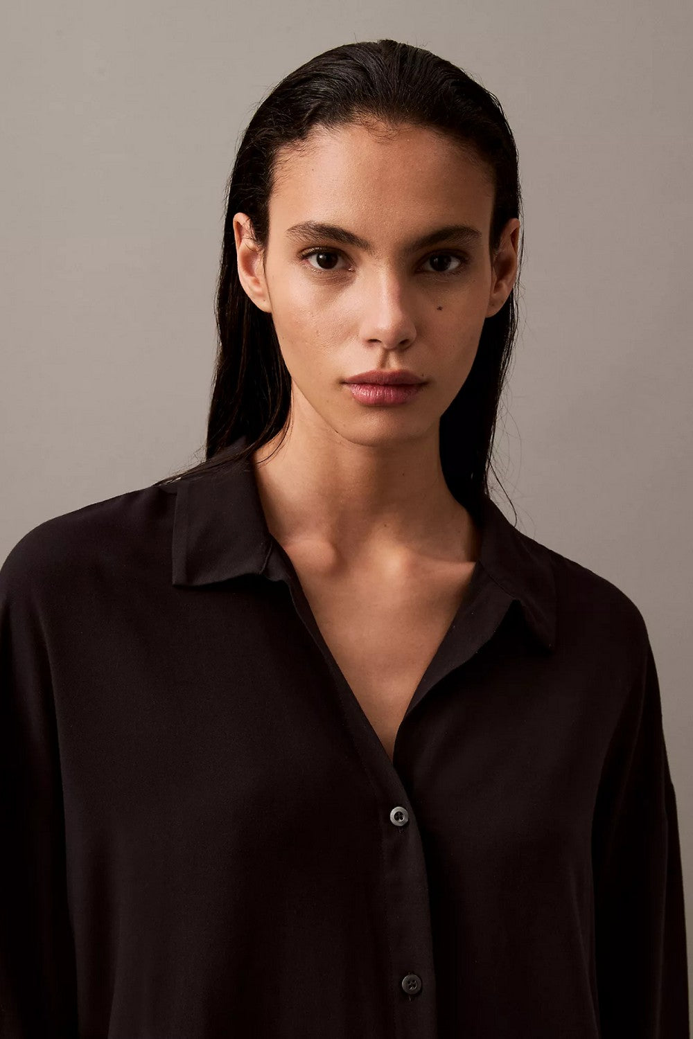 Піжамна блуза з віскози 85561230 black