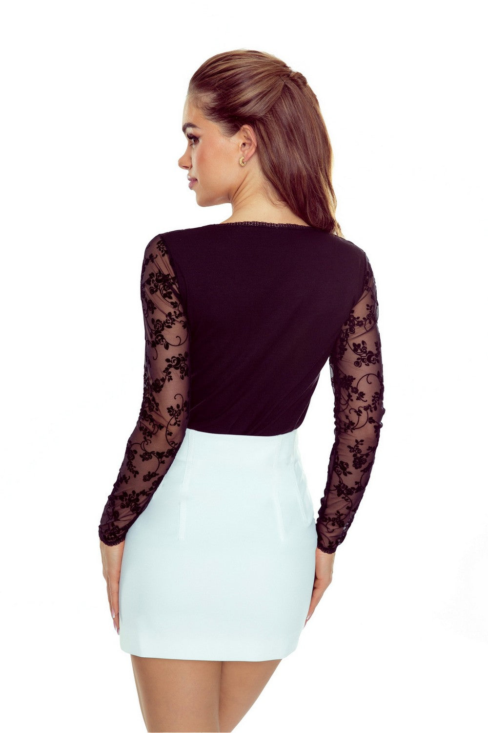 Блуза с прозрачными рукавами Bibi black