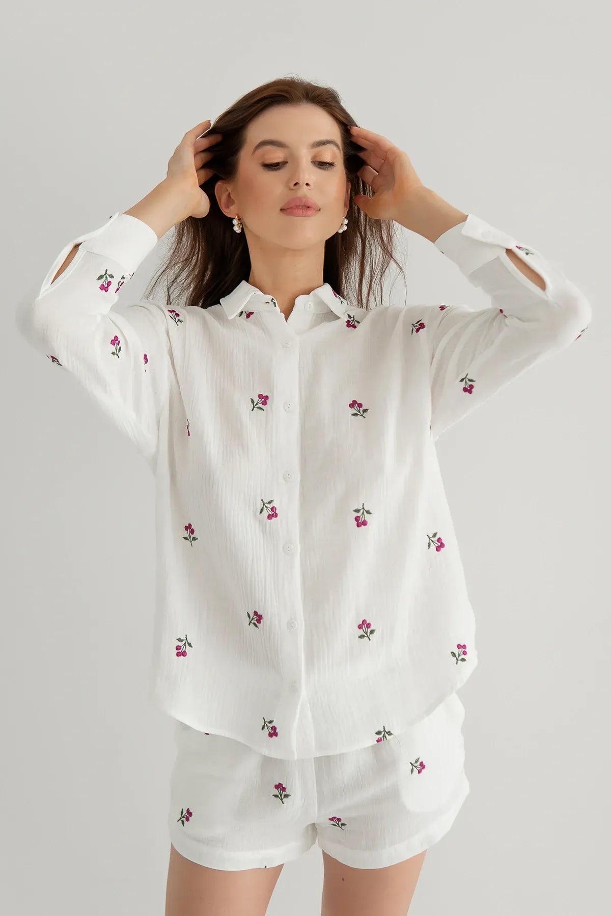 Рубашка из муслина с вышивкой Blueberry ML0058-39-60