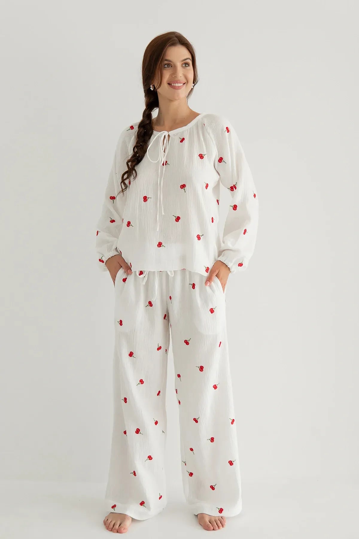 Рубашка из муслина с вышивкой Cherry ML0085-38-60